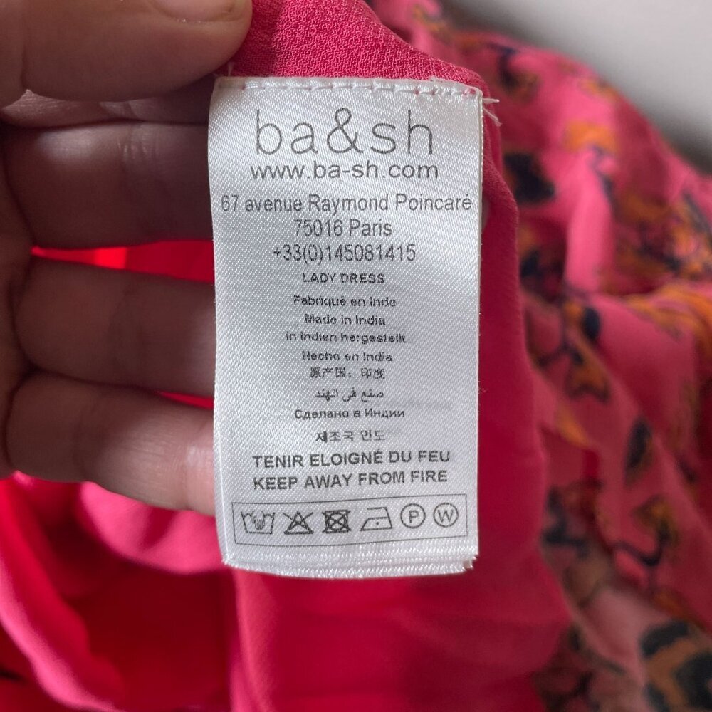 ba&sh Calix Pink and Black Floral Boho Mini Dress SZ 6 Cottagecore - Picture 12 of 15